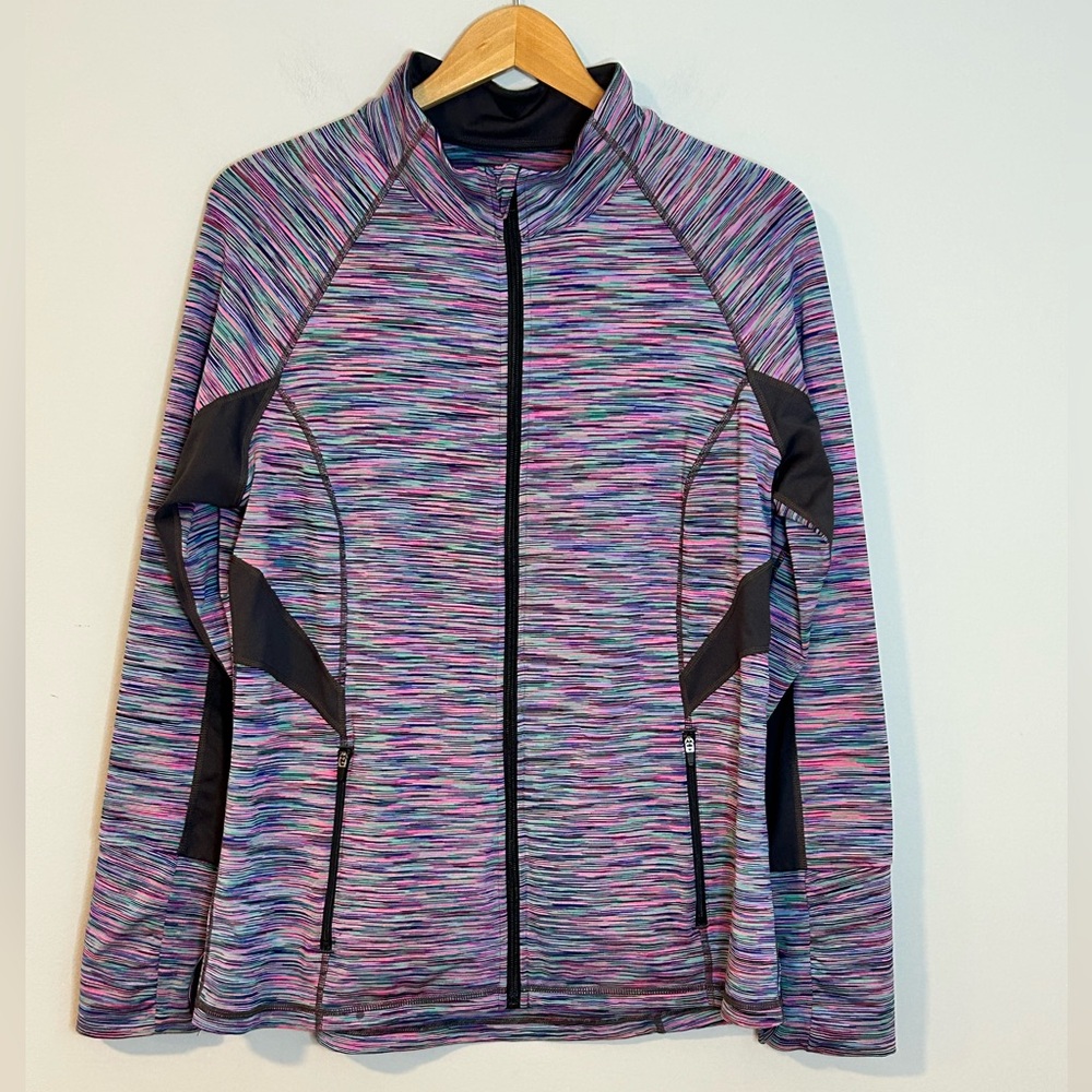 Ideology Multicolor Zip-Front Active Jacket Size … - image 1